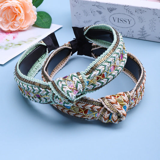 Fabric Knotted Hair Accessories Bohemian Woven Headband